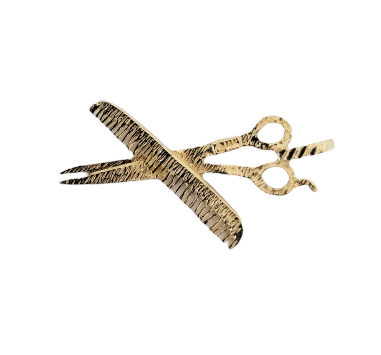 14k Yellow Gold Scissor & Comb Pendant