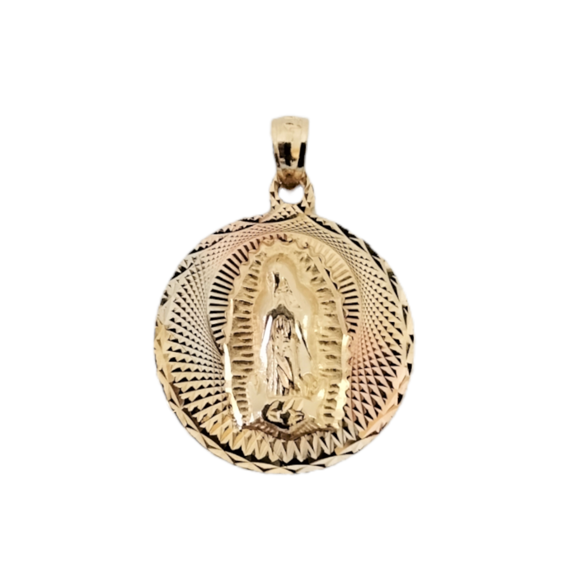 14k Yellow Gold Virgen Mary tri-tone Pendant