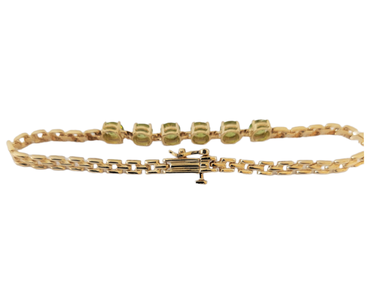 14K Yellow Gold Natural Peridot Stone Bracelet