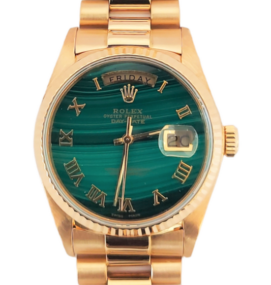 Rolex Day-Date 36mm President Malachite Roman 18k Gold