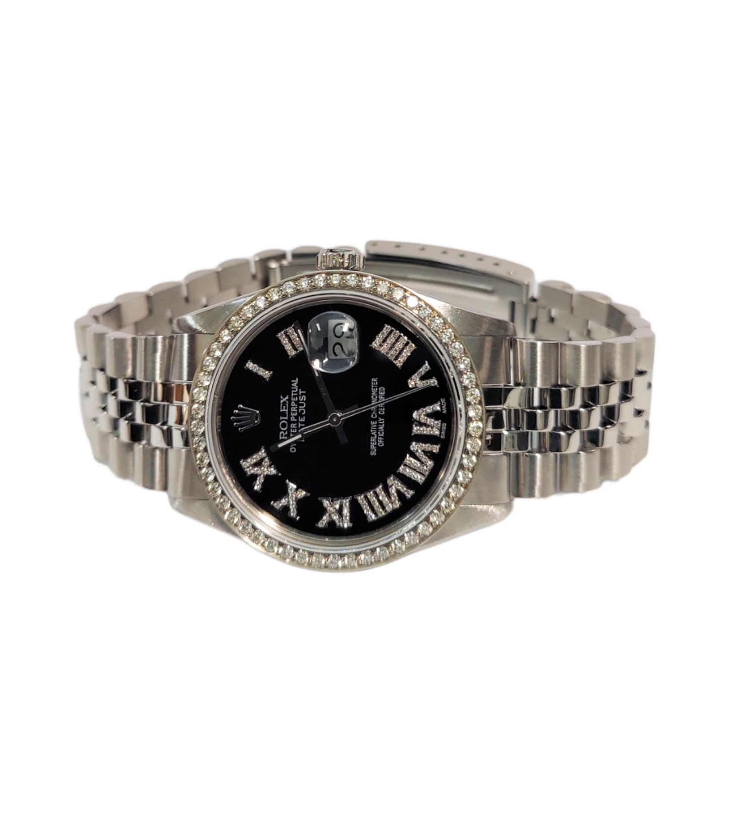 Rolex 36mm Datejust 16030 Black Diamond roman numeral jubilee