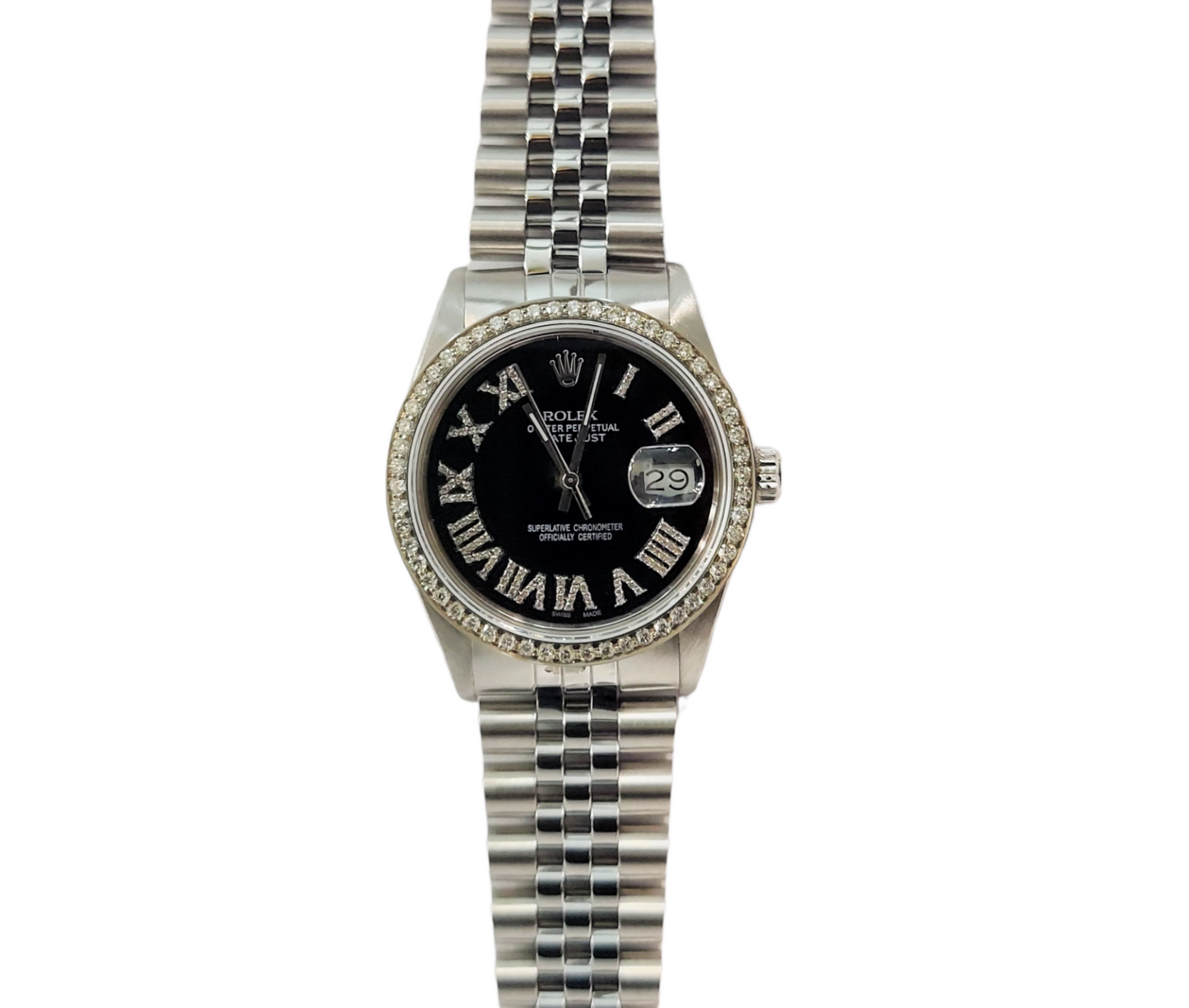 Rolex 36mm Datejust 16030 Black Diamond roman numeral jubilee