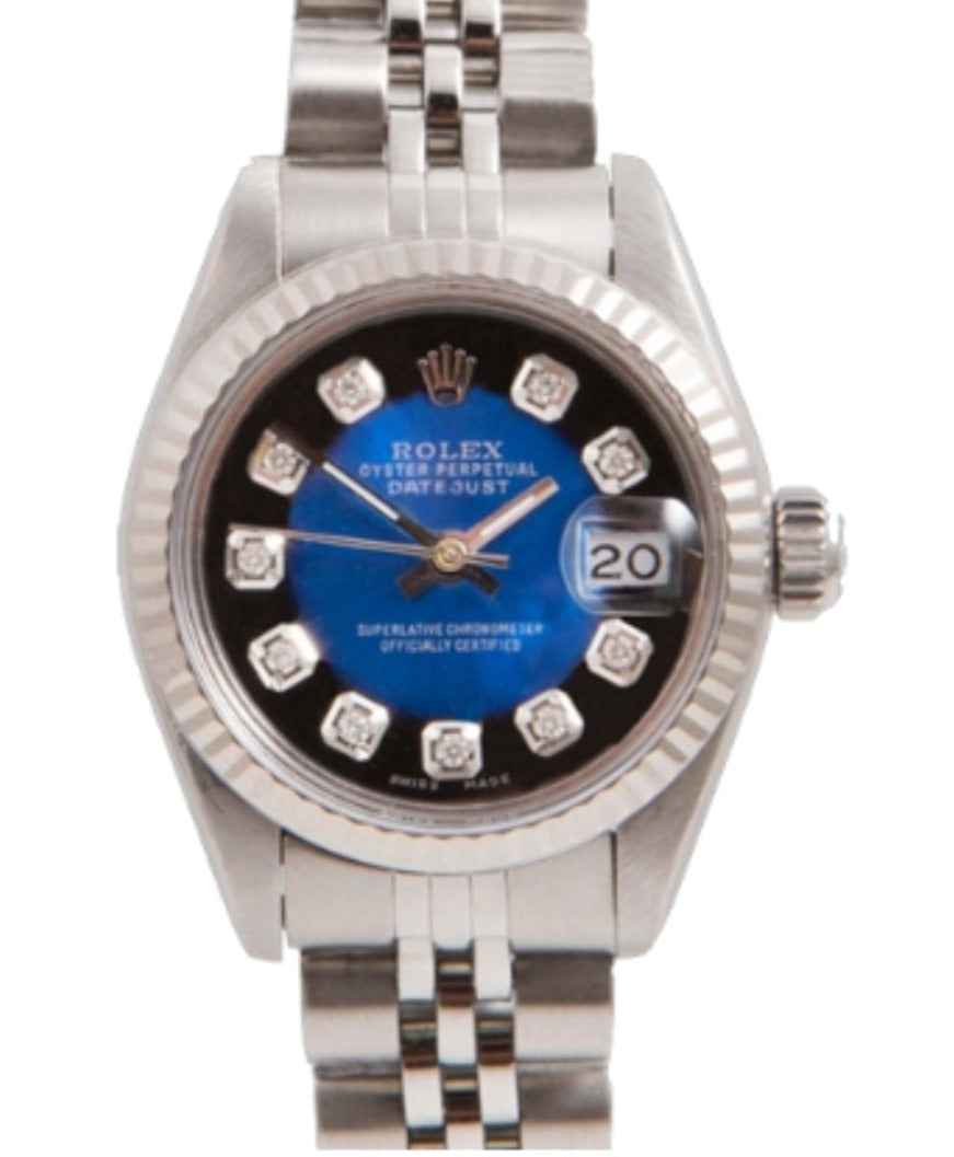 Rolex Ladies 26mm Datejust 6916 Blue Diamond Fluted