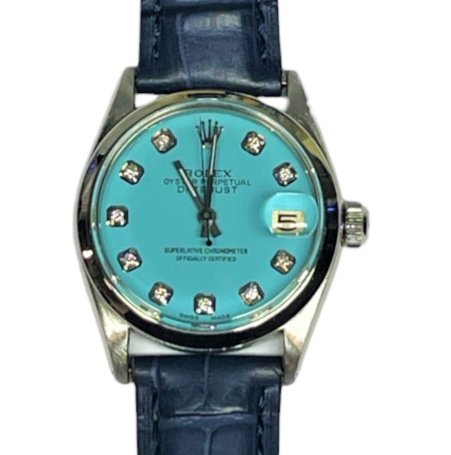 Rolex Ladies 6694 Datejust 31mm Tiffany Blue Diamond on Leather