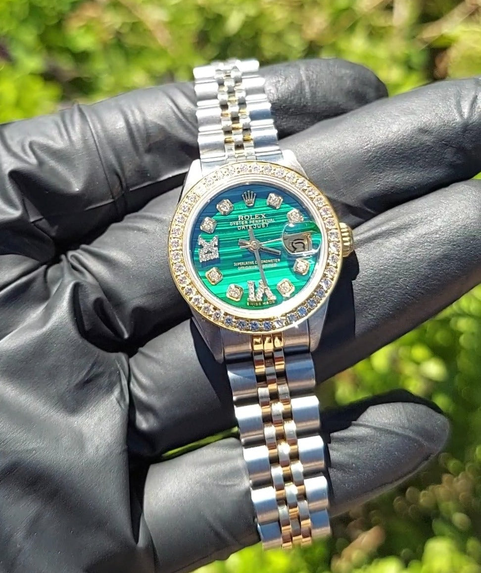 Rolex Ladies Datejust 26mm 6917 Malachite diamond roman jubilee