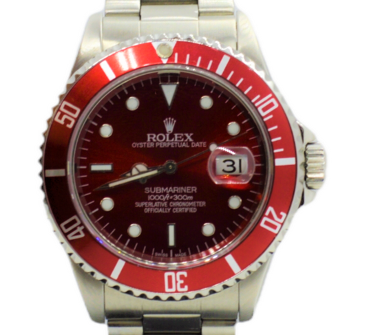 Rolex Mens 16610 Submariner 40mm Oyster Steel Red