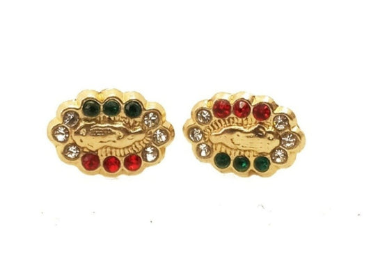 14K Yellow gold Virgen de Guadalupe stud earrings