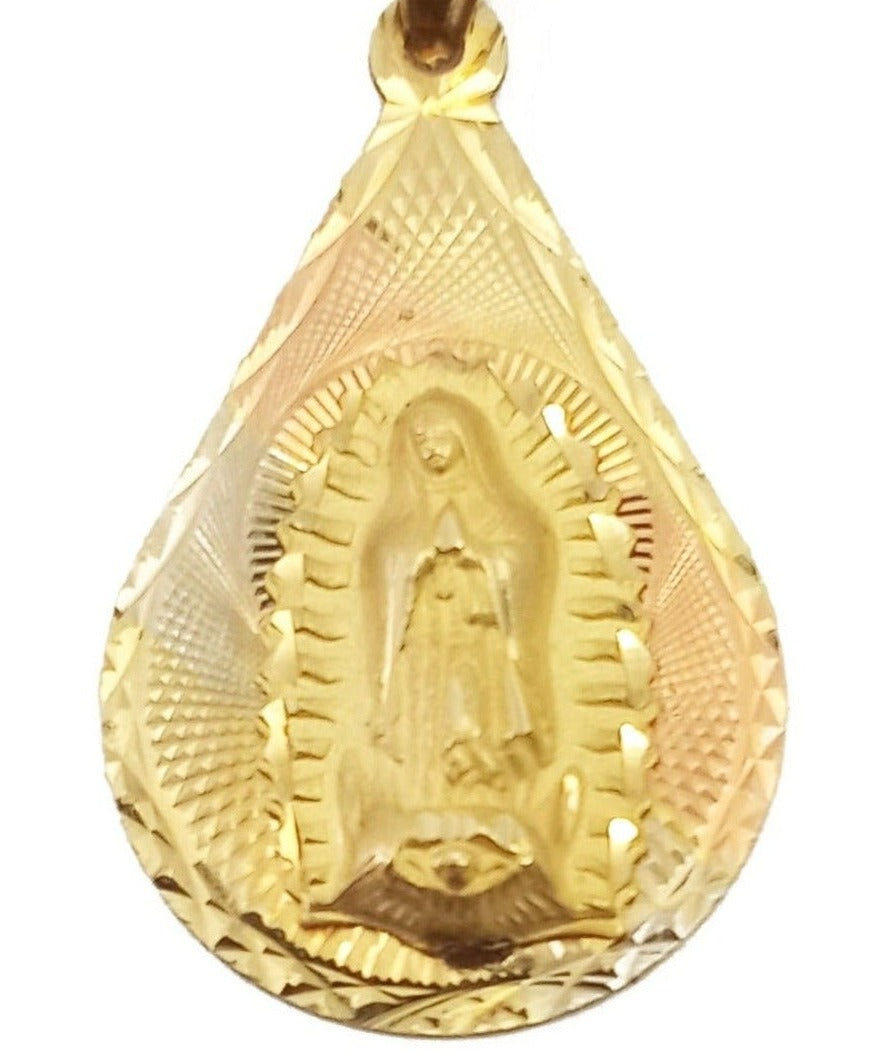 14K Tri-Tone Gold Virgen Pendant