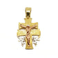 14K Yellow Gold Tri-Tone Jesus Cross Pendant