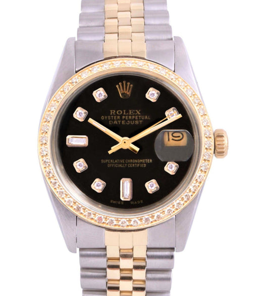 Rolex 36mm Datejust 16013 Black Diamond two toneJubilee